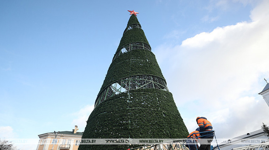 Главную елку Бреста начинают монтировать на площади Ленина